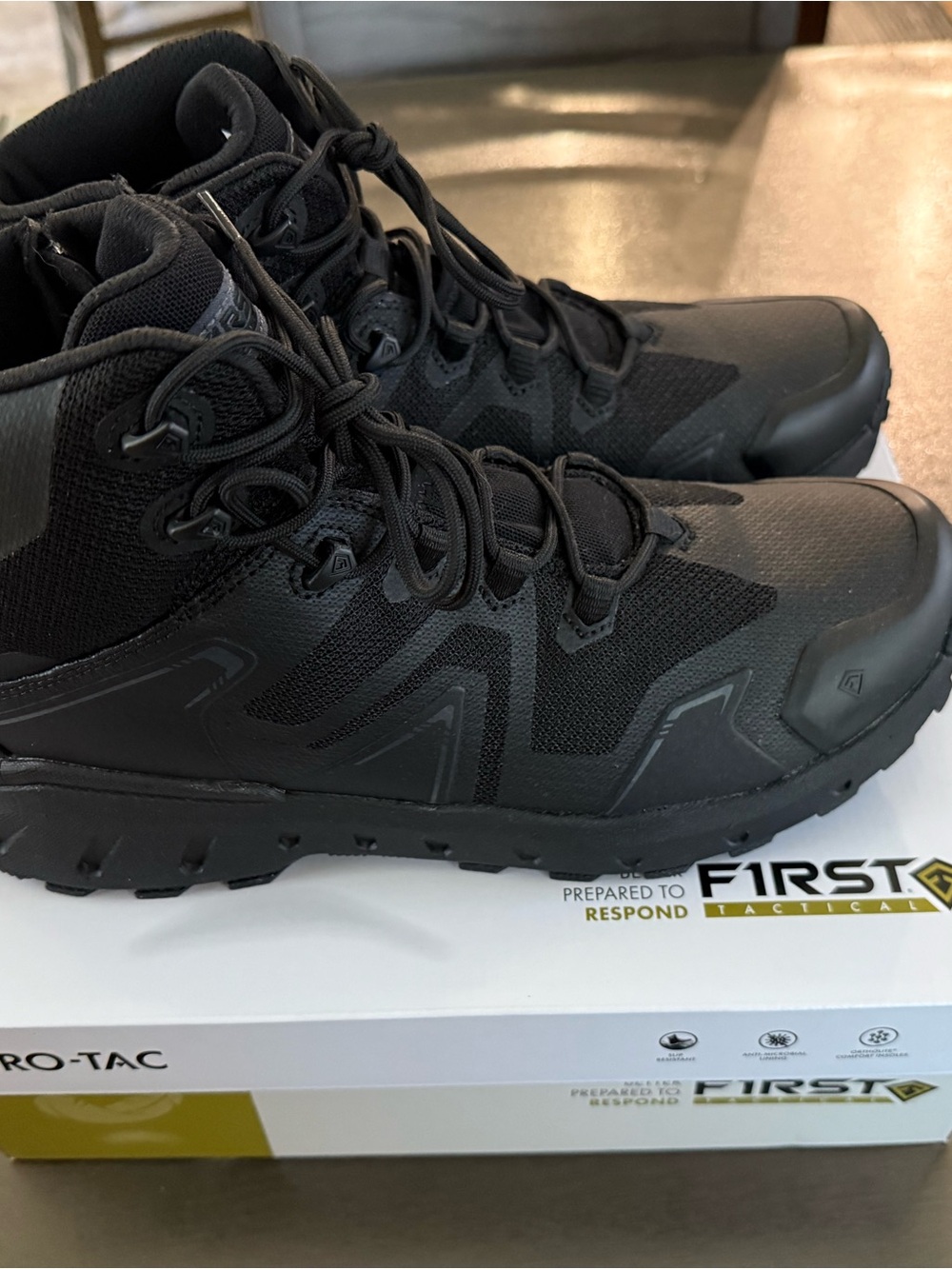 First Tactical Men's Black Tactical Boots - High Ankle Support